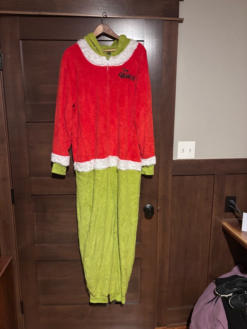 The Grinch Holiday Plush One-Piece Pajama Set - Red & Green